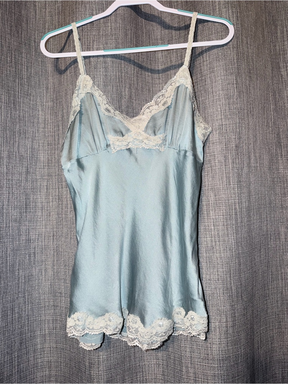 Aratta Silent Journey Blue Satin Lace Camisole Top